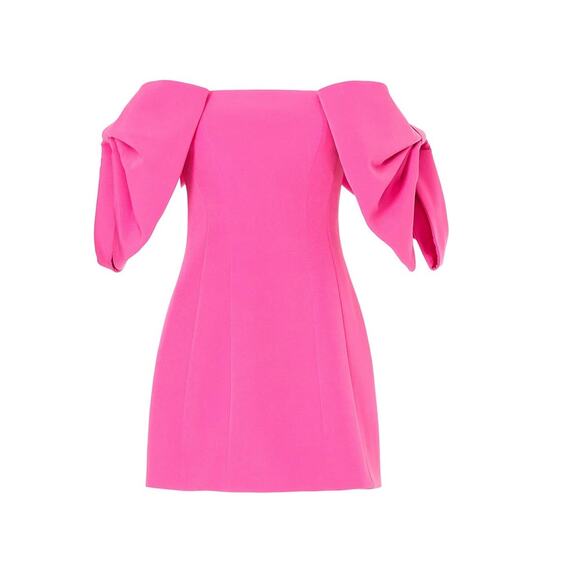 TOCCIN x RTR Women's Bright Pink Off the Shoulder Bow Sleeve Mini Dress Size 4 - Picture 3 of 15